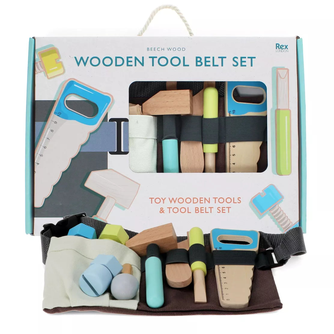Wooden tools and tool belt playset
