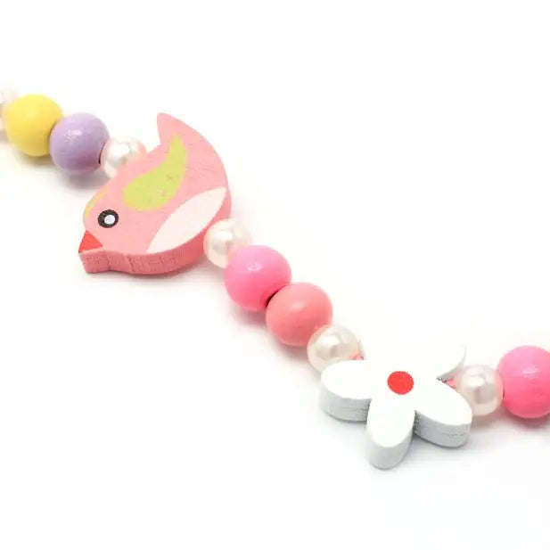 Bird Stretch Bead Necklace and Bracelet Set