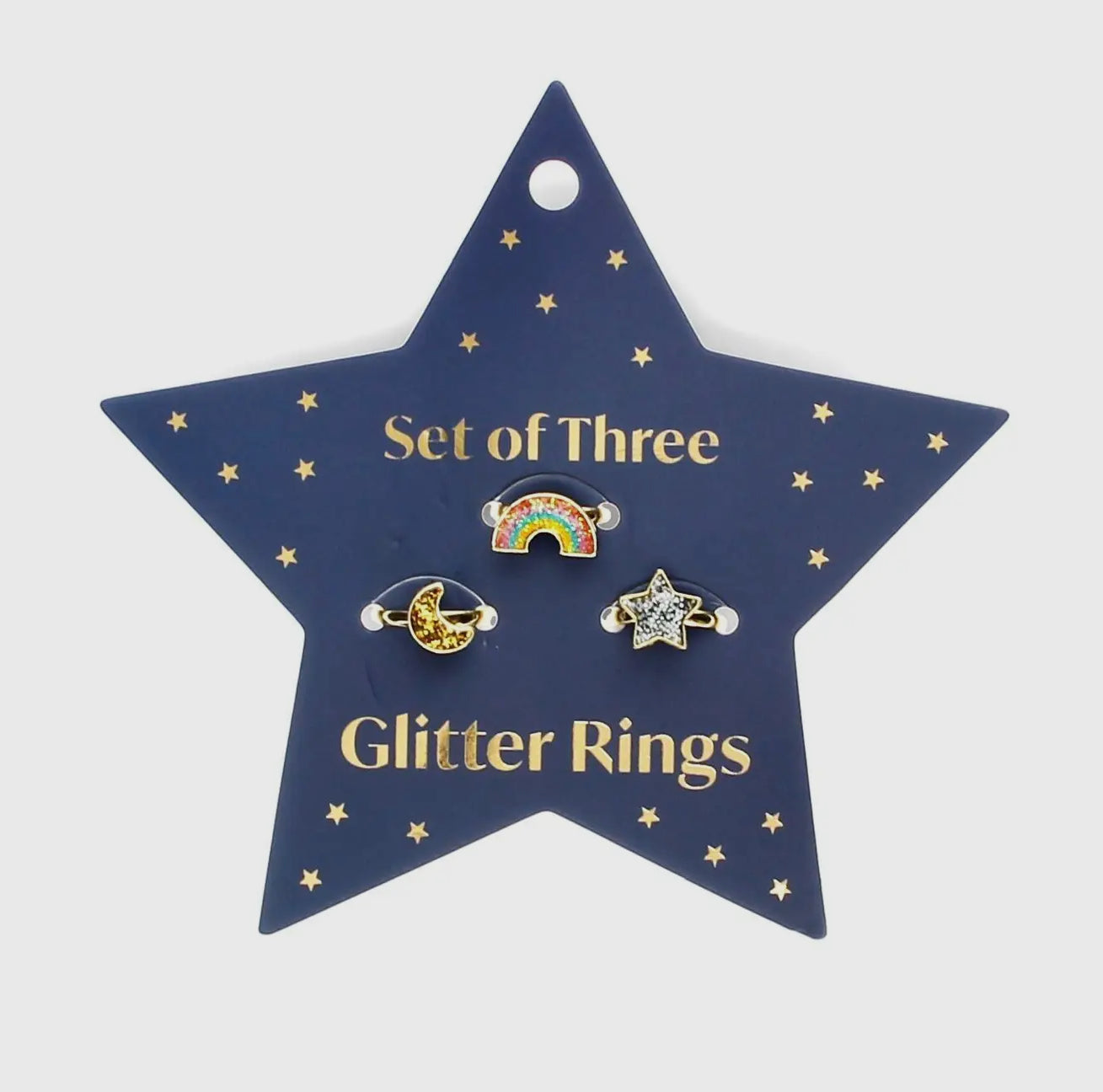 Glitter Rings (Set of 3) - Star, Rainbow & Moon