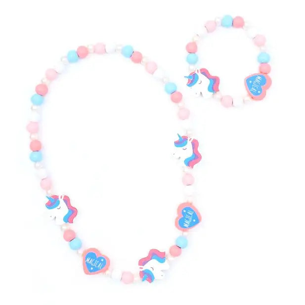 Unicorn Stretch Bead Necklace and Bracelet Set