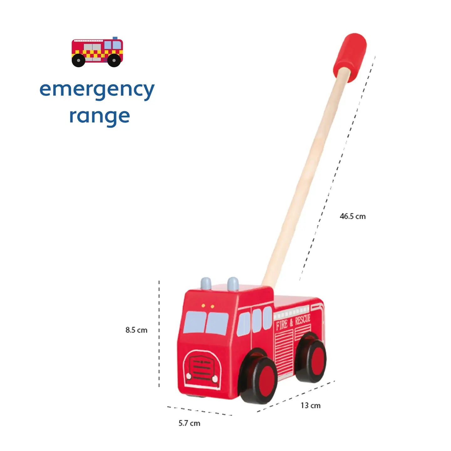 Vintage Fire Engine Wooden Push Along