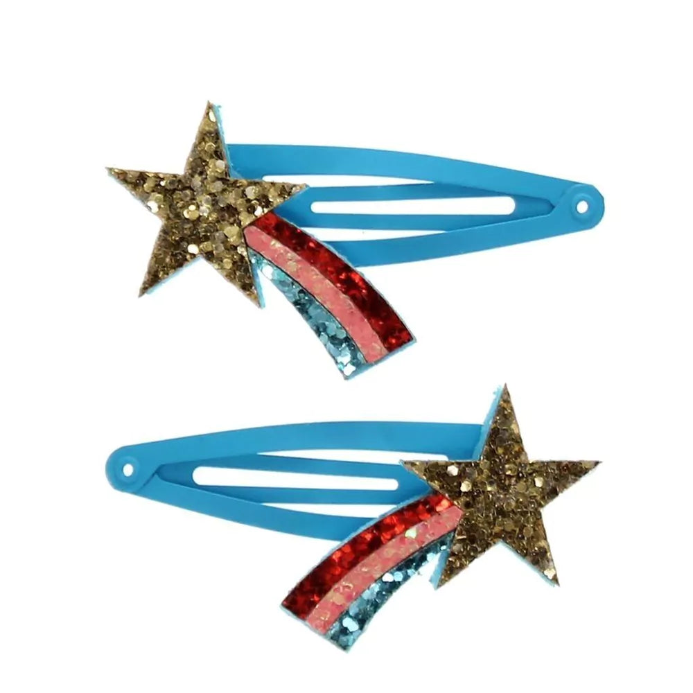 Shooting star glitter clips