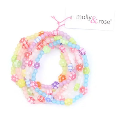 Pack of 5 Frosted Beads and Daisy Bracelets