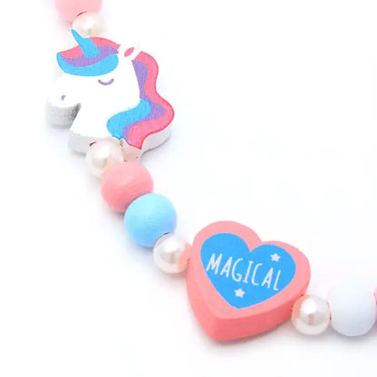 Unicorn Stretch Bead Necklace and Bracelet Set