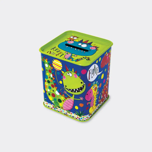 Money Box - Dark Blue Dinosaurs