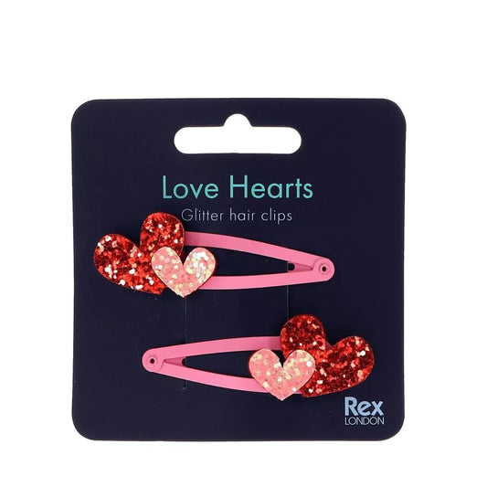 Love heart glitter clips