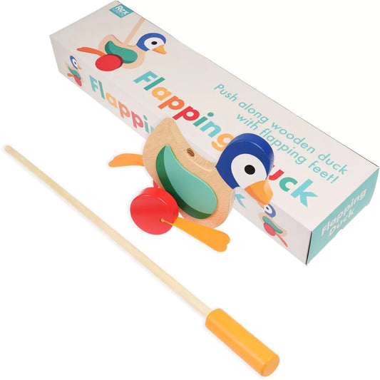 Wooden push along flapping duck